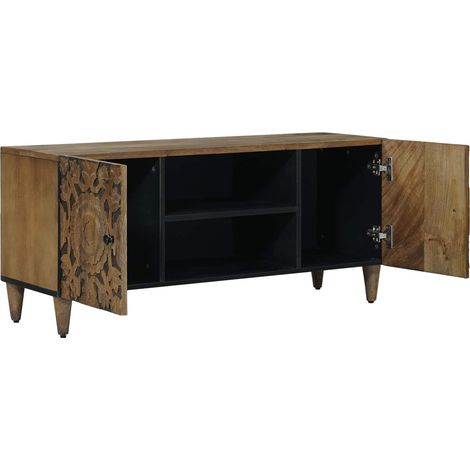 Mobile TV Armadietto TV Mobile Porta TV Marrone 105 x 33,5 x 46 cm Legno di mango massello (1/5)