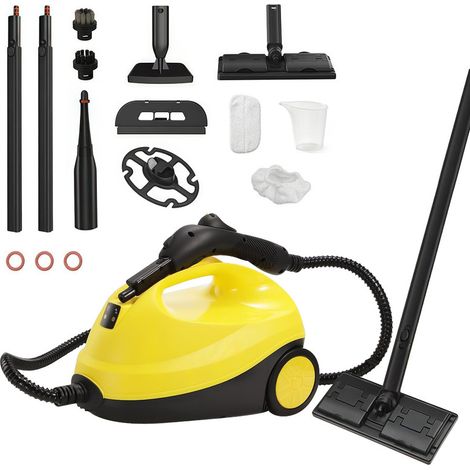 Nettoyeur vapeur de 2 000 W, livré avec 14 accessoires, pression de vapeur : 4 bars, capacité du réservoir : 1,8 L, temps de préchauffage : 5 minutes, autonomie : 45 minutes