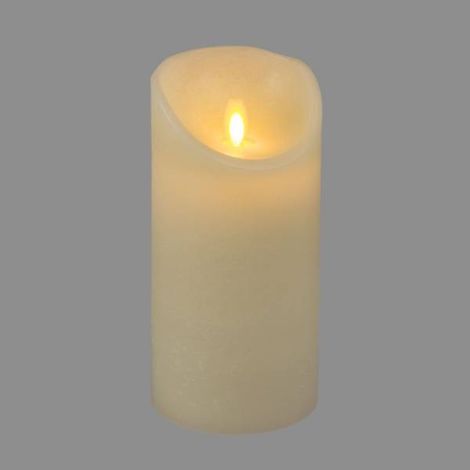 Bougie LED en cire Ivoire Flamme vacillante réaliste à piles H18cm large 9cm Timer Blanc chaud Lotti (1/5)