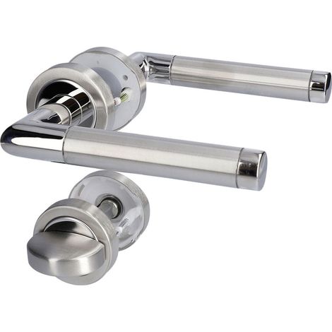 Südmetall WC-Türgriff-Garnitur Rosette Fair V Edelstahl poliert/satiniert silber Ø 52 mm