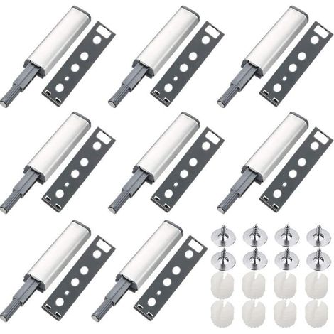 Push to Open Aimant Porte Placard 8 Pièces Métal Loquet Magnetique Push Open Poussoir Placard Fermeture Magnétiques pour Armoire Systeme Push to Open Amortisseur Tiroir (1/5)