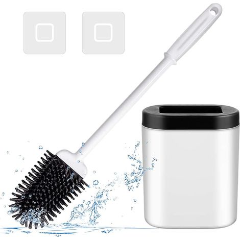 Brosse Toilette - Tête En Silicone Souple - Manche Allongé Pour Accès Aux Recoins - Sans Réservoir D'eau - 1 Pièce (1/5)