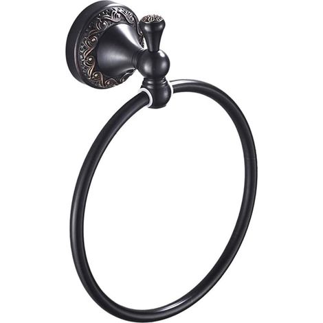 CCYKXA Anneau Porte-Servietten, rund und schwarz, zur Dekoration des Badezimmers, 18 cm, mit kreativem, elegantem Design und Zubehör aus Material
