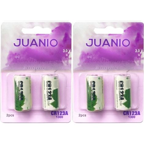 Lot de 4 Piles lithium type CR123A compatibles CR123 / CR17335 / CR17345 3V - Juanio -