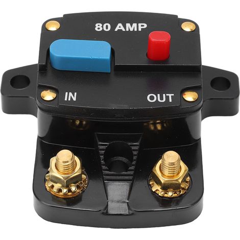 Disjoncteur Audio Voiture 80A Réarmement Manuel, Fusible en Ligne avec Support, pour Système Stéréo Auto, Camion, Bateau, Bus, Protection Circuit (1/5)