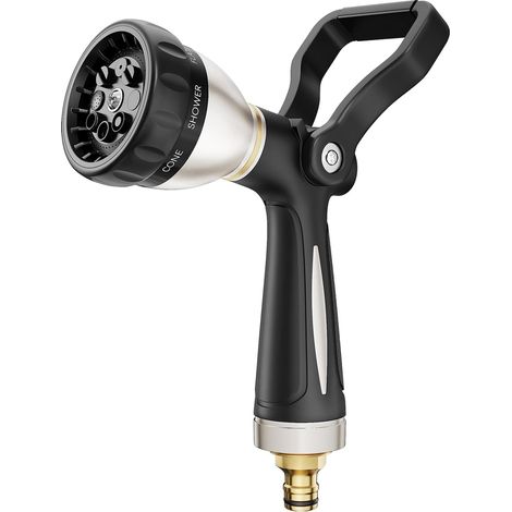 Pistolet arrosage style pompier du jardin 8 modèles réglables, metal pulvérisateur multifonctionnel avec débit d'eau contrôlable, lavage de voiture, nettoyage de cour- Noir (1/5)