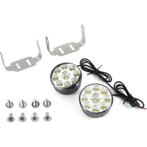 Lot de 2 ampoules rondes universelles super blanches 12 V 9-SMD LED pour feux de circulation diurnes et feux de brouillard (1/5)
