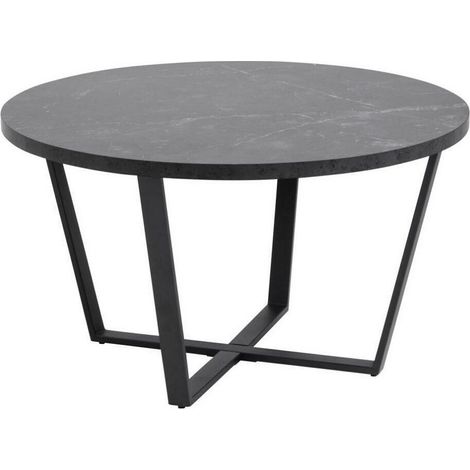 Mesa de centro Norsica 321, Mármol negro + Negro, 44x0x0cm, Diámetro: 77, MDF, Redonda