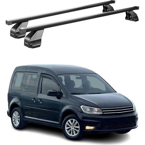 OMAC Dachträger Querträger Stahl für VW Caddy III 2015-2020 FL – Abschließbar – City-Crash-getestet – DIN 75302:2019 – ISO/PAS 11154:2006 – Max. 75 kg Schwarz (1/5)