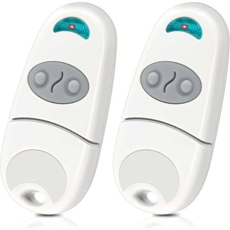Telecomando per porta da garage, telecomando per cancello, 2 canali, 433,92 MHz, compatibile con telecomandi EV, NA, EE a 433 MHz, confezione da 2 - Bianco - Crezuo