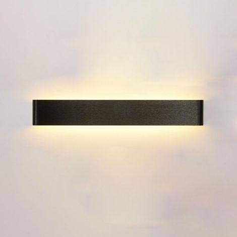Appliques murales LED modernes, applique murale à longue bande en aluminium avec finition brossée noire, luminaires muraux pour salle de bain, chambre à coucher, salon, couloir, cage d'escalier (1/5)