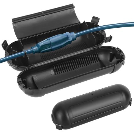 Boîte à câbles étanche IP44 pour l'extérieur, boîtes de protection contre l'humidité et la pluie, pour rallonge, jardin, outils électriques, décorations de vacances (noir) (1/5)