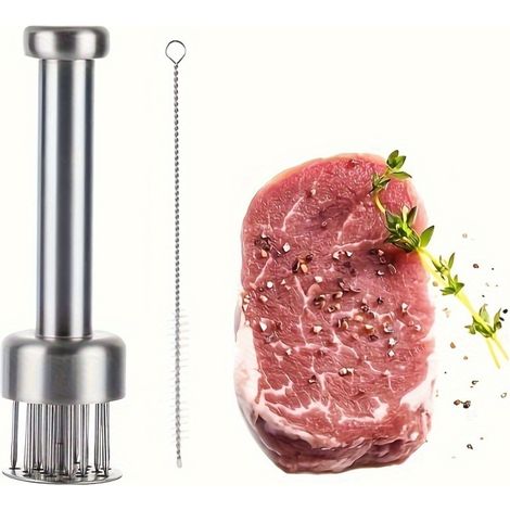 Attendrisseur de viande en acier inoxydable avec aiguille et brosse pour steak, poulet, porc, barbecue-AquaForge (1/5)