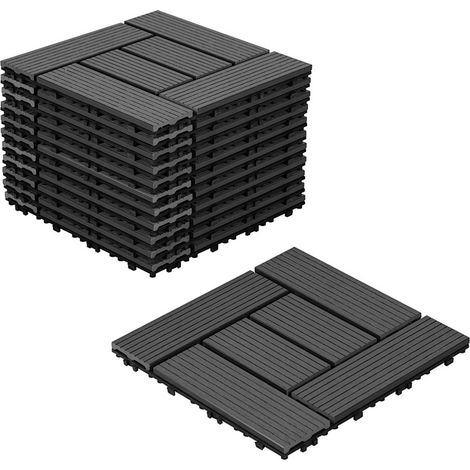TolleTour 55 baldosas de terraza de 5 m², 30 x 30 cm, con clip, para suelo exterior de patio y jardín, color antracita