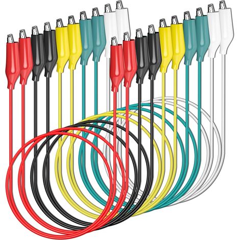 CCYKXA Krokodilklemmen mit doppeltem Ende, für elektrische Schaltungsverbindungen, elektrische Tests, 5 Farben, 10 Stück
