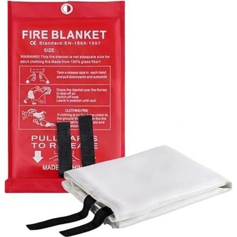 Feuerlöschdecke, Notfall-Feuerlöschdecke, 1 m lange Fiberglas-Feuerlöschdecke für Camping, Küche, Zuhause, Büro, Auto (1/5)
