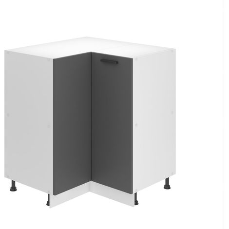 Belini Unterschrank Küche, Küchenunterschrank 90 cm Breite. SNP Küchenunterschrank ohne Arbeitsplatte. Eckschrank Küche mit 1 Tür, Silber matt