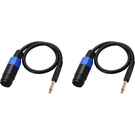 2 pièces 1/4 TS Male pour Speakon Female haut-parleur câble Speakon pour 6.35mm haut-parleur fiche adaptateur 1/4 pouce pour Twist verrou (1/5)
