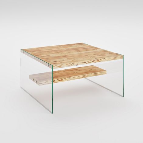 Table basse Translucens Verre trempé Transparent et Pin Massif clair (1/5)