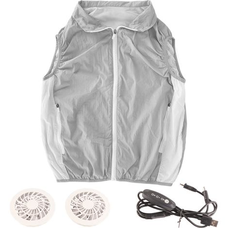 Gilet réfrigérant polyester fibre nylon, mode 3 vitesses ventilateur, veste sans manches respirante pour voyage extérieur été taille L (1/5)