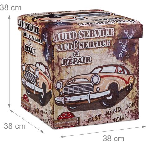 Tabouret pliant coffre de rangement banc pliable 38 x 38 cm multicolore (1/3)