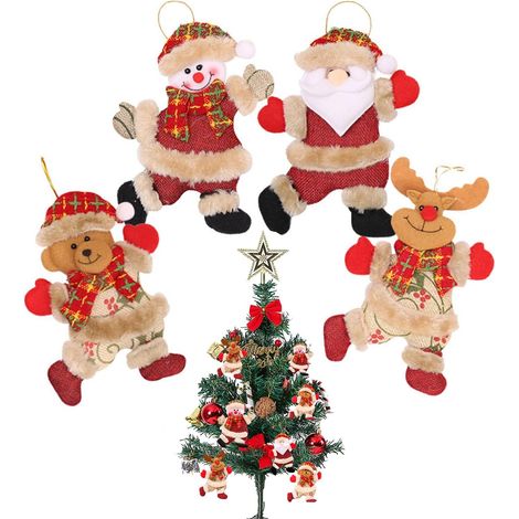 4 Pièces Decoration Sapin de Noel, Deco Noel a Suspendre, Decoration Noel Ours Bonhomme de Neige, Ornement Sapin de Noel avec Corde, Pendentif Noel pour Sapin de Noel, Cheminée,Fenêtre,Cadeau (1/5)