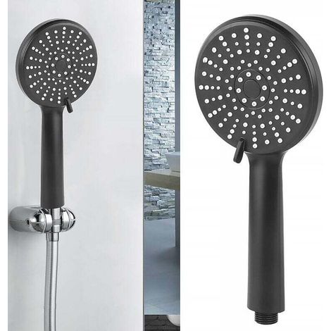 Hochdruck-Wasserspar-Duschkopf, verstellbarer Duschkopf fürs Badezimmer, wassersparender Duschkopf, 5-stufige Hochdruck-Handbrause, Schwarz, Tokaneit