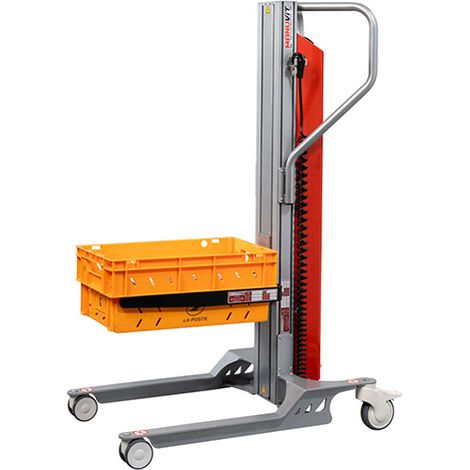 Chariot gerbeur semi électrique porte bacs à rebord - Fourches 480x288mm - Hauteur max 1200mm - Capacité 60kg - 8001000612/F