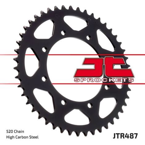 Piñón trasero de acero JT R487-43, 43 dientes, tamaño 520 (1/2)