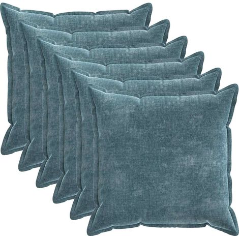 Cushion Cover 6 pcs HOUTEN Blue 55 x 55 cm Chenille Fabric vidaXL (1/5)