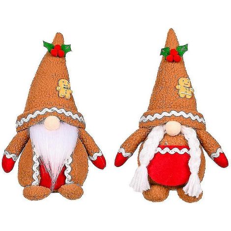 Gnomes de Noël en peluche, poupées gnomes de Noël faites à la main, figurines de gnomes sans visage, décorations de table, figurines de Noël (1/5)