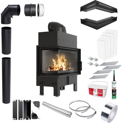 KRATKI FLOKI M Linker Kaminofen 10 kW Ø200 Schwarz Set für Montage (1/5)