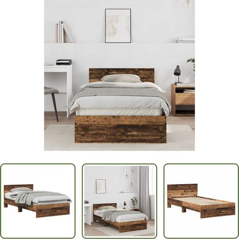 vidaXL Bois d'ingénierie - Cadre de lit Bois ancien 203 x 104 x 70 cm Bois d'ingénierie (1/5)