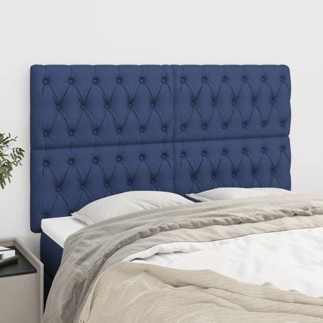 Tête de lit Bleu 160x7x118/128 cm Tissu (1/5)