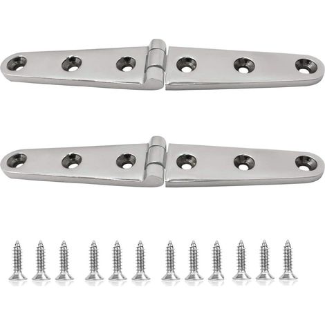 Scharnierband für Schiffsluken, aus Edelstahl 316, 6-Loch-Formscharnier mit Befestigungsmaterial, geeignet für Boote und Wohnmobile, 160×27, 2er-Pack. (1/4)