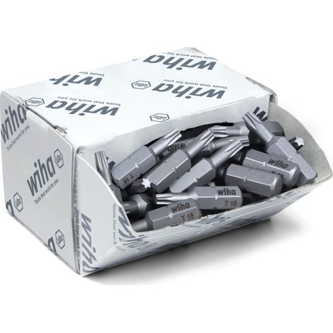Wiha Bit Set Standard 25 mm TORX® (T15) 50-tlg. 1/4" C6,3 in Großpackung (08066)