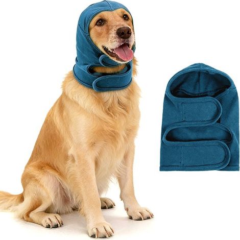 Beruhigende Hundemütze Größe M Kopflänge 18 cm Halsumfang 35 cm Nackenwärmer gegen Angstzustände für Hunde Beruhigt die Emotionen Gehörschutz bei (1/5)