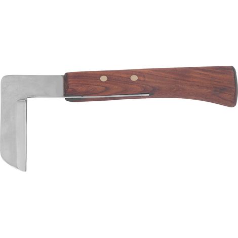 Couteau à sabot en acier en forme de L avec manche ergonomique et incurvé, outil de parage des sabots pour chevaux de travail, à usage unique, pour droitiers (1/5)