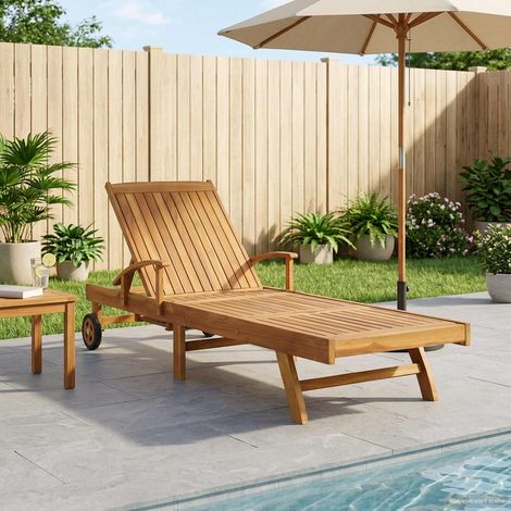 vidaXL  Sun Lounger  Folding 1-person Brown Solid Teak Wood