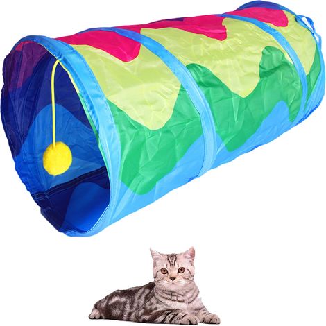 1 tunnel pour chat, lapin et furet, polyester résistant, pliable, pour animaux de petite race jusqu'à 9 kg (1/5)