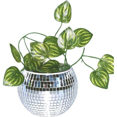 Pots de fleurs en verre à effet boule disco - pots de fleurs/vases/bougies miroir - Décorations disco argentées pour salons (1/5)