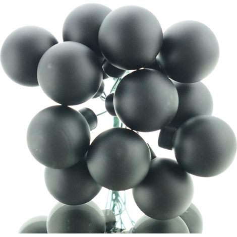 Mini-Weihnachtskugeln Black schwarz am Draht matt Ø 2,5 cm aus Glas - 12er Set