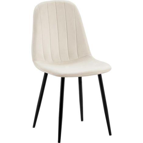 Sedia da pranzo in velluto Baxter bianco crema