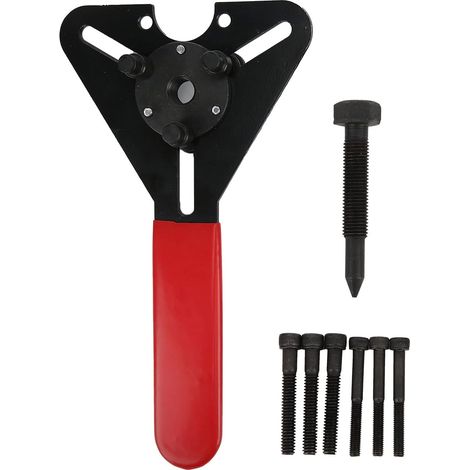 Sollbry Outil de réparation de climatisation de voiture, extracteur d'embrayage de compresseur A/C, kit de clé d'embrayage de compresseur à trois trous avec vis pour véhicule (1/5)