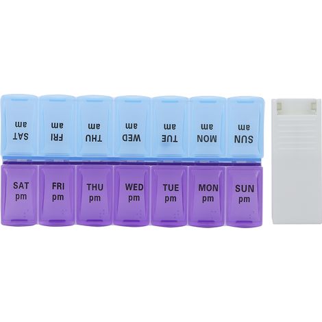 Étui à pilules AM PM 7 jours, organiseur hebdomadaire pour capsules, compléments et vitamines, boîte de voyage pratique. (1/5)