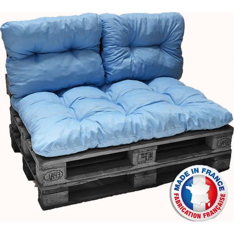 Kit de 3 coussins palette polyester résistant – 1 assise 120x80 cm + 2 dossiers 60x55 cm – Séchage rapide et durable pour usage extérieur (1/3)
