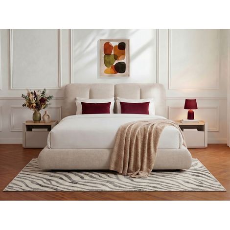 BOBOCHIC - Lit bas FARO tissu chenille  160x200 Beige