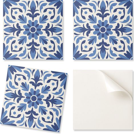 Juego de baldosas de vinilo autoadhesivas con estampado floral y hojas, 9x30x30 cm.