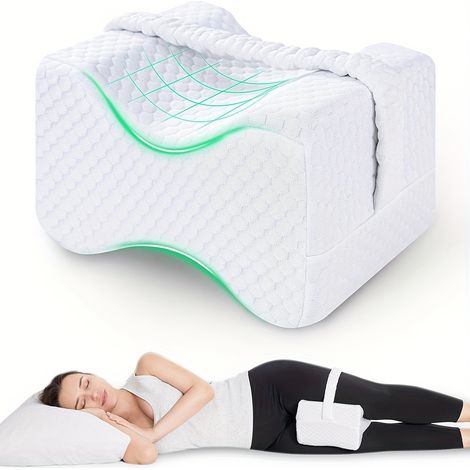 Oreiller pour les jambes - Oreiller ergonomique pour dormir sur le côté - Oreiller pour les genoux avec sangles (1/5)