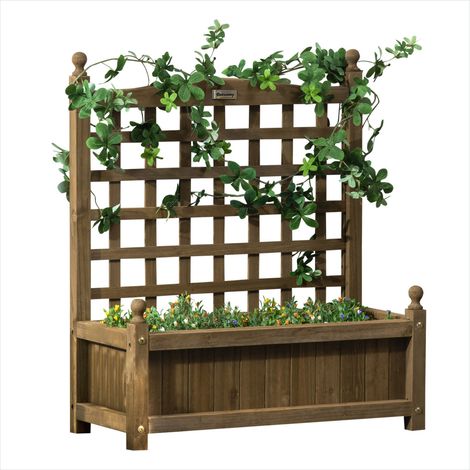 Porte-plantes Jardinière sur pied avec treillis 64 x 28 x 75 cm (1/5)